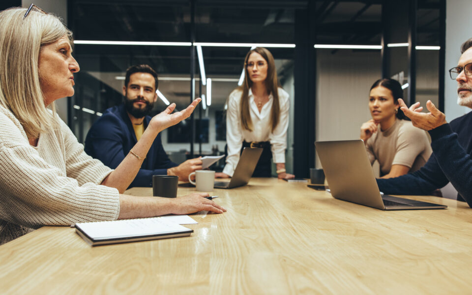 Group of businesspeople having a meeting in a boardroom